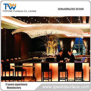 2017 China Factory Oem Artificial Marble Stone Led Lighted Illuminated Bar Counter Tops, Interior Stone Acrylic Solid Surface Led Bar Counter Tops