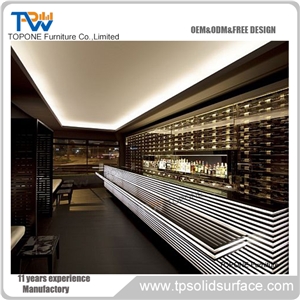 2017 China Factory Oem Artificial Marble Stone Led Lighted Illuminated Bar Counter Tops, Interior Stone Acrylic Solid Surface Led Bar Counter Tops