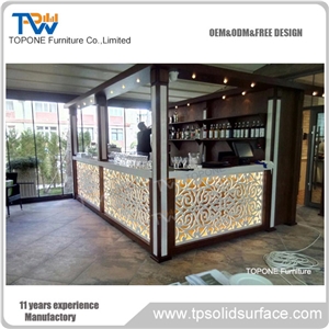 2017 New Design Oem Factory Price Artificial Marble Stone Glowing Bar Counter Tops, Interior Stone Acrylic Solid Surface Glowing Bar Countertop Design
