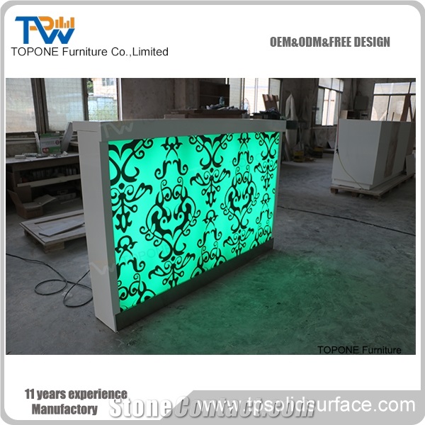 2017 New Design Oem Factory Price Artificial Marble Stone Glowing Bar Counter Tops, Interior Stone Acrylic Solid Surface Glowing Bar Countertop Design