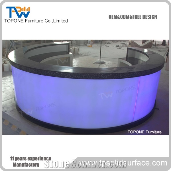 2017 New Design Oem Factory Price Artificial Marble Stone Glowing Bar Counter Tops, Interior Stone Acrylic Solid Surface Glowing Bar Countertop Design