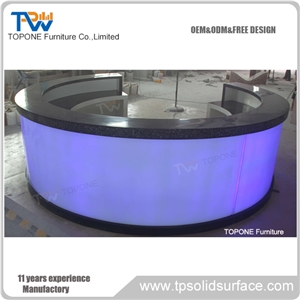 2017 New Design Oem Factory Price Artificial Marble Stone Glowing Bar Counter Tops, Interior Stone Acrylic Solid Surface Glowing Bar Countertop Design