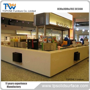 White Acrylic Solid Surface Restaurant Bar Countertops Design , Interior Stone Artificial Marble Stone Restaurant Bar Table Tops Design Oem Offered