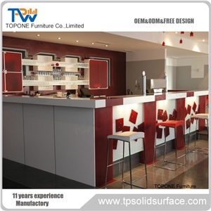 White Acrylic Solid Surface Restaurant Bar Countertops Design , Interior Stone Artificial Marble Stone Restaurant Bar Table Tops Design Oem Offered