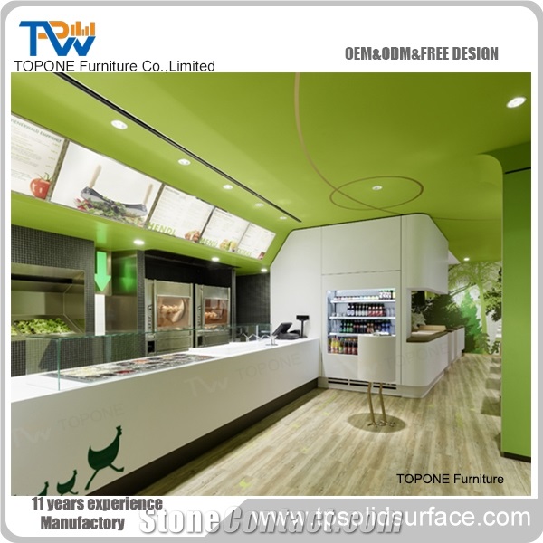White Acrylic Solid Surface Restaurant Bar Countertops Design , Interior Stone Artificial Marble Stone Restaurant Bar Table Tops Design Oem Offered