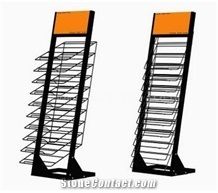 Quartz Sample Display Stands White-Marble Steel Racks Floor Displays Stands Sliding Stone Tiles Displays