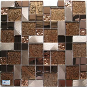 Aluminum Mix Crystal Glass Mosaic Metal Mosaic Pattern Tile