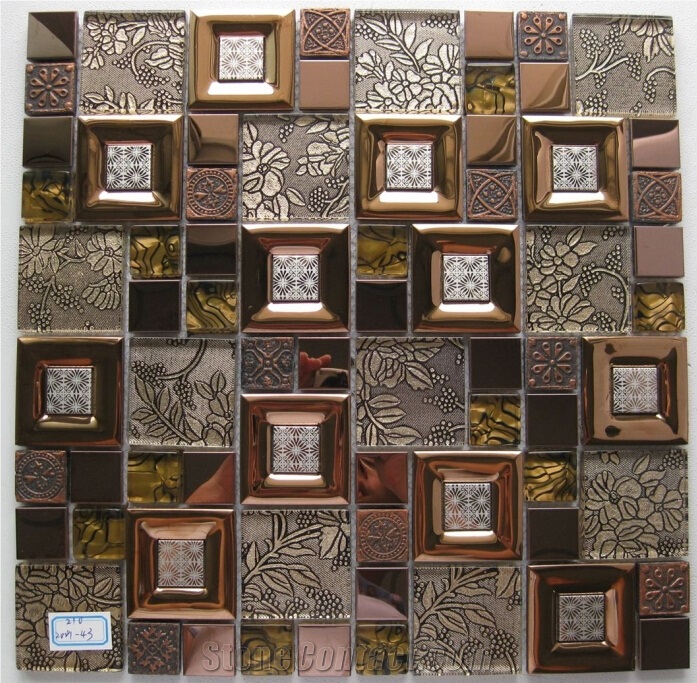 Glass Mix Metal Mosaic Tile Wall Tile