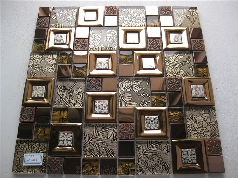 Glass Mix Metal Mosaic Tile Wall Tile