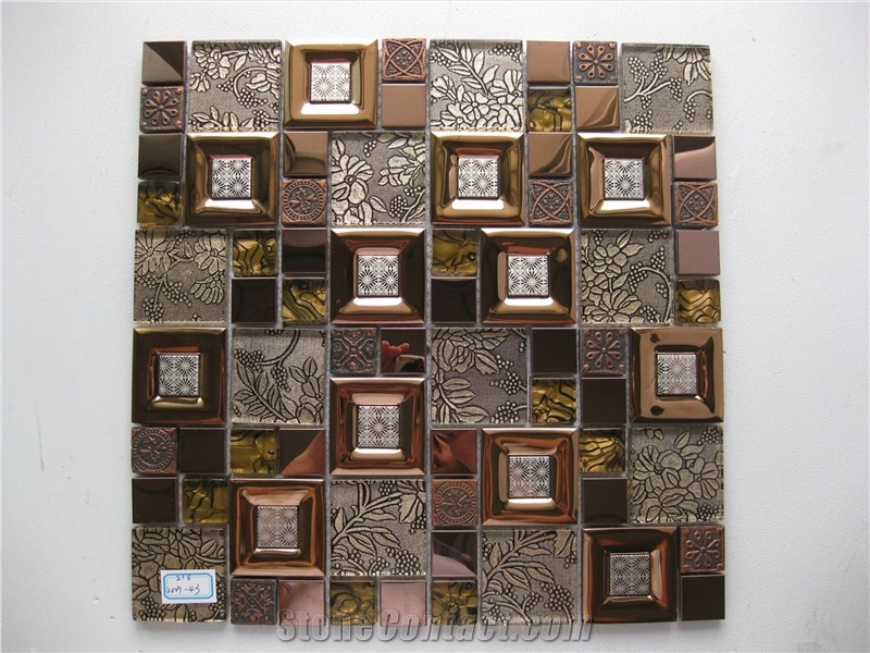 Glass Mix Metal Mosaic Tile Wall Tile