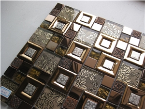 Glass Mix Metal Mosaic Tile Wall Tile