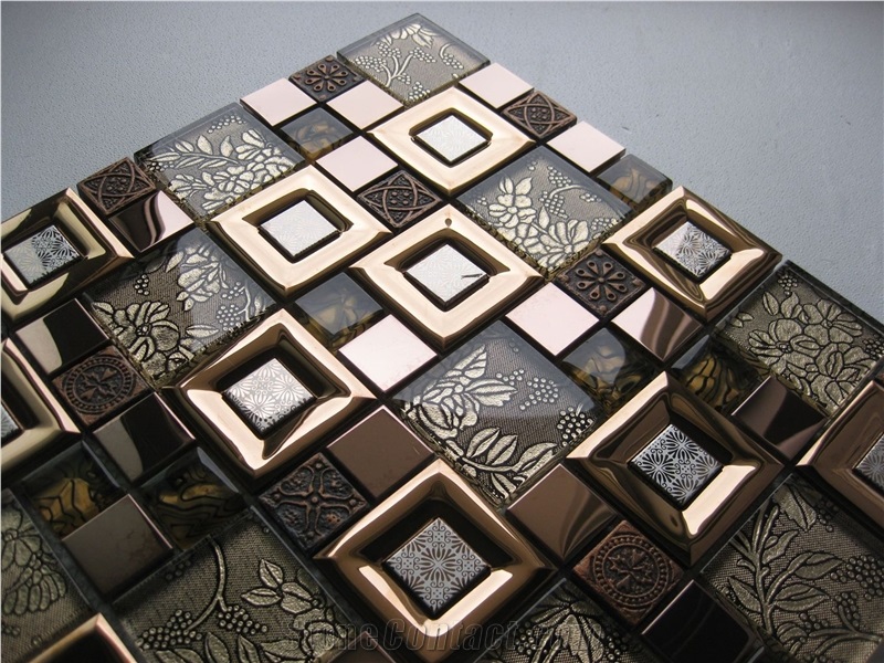 Glass Mix Metal Mosaic Tile Wall Tile