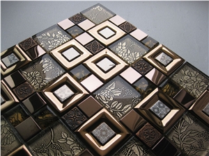 Glass Mix Metal Mosaic Tile Wall Tile