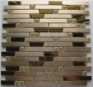 Gold Stainless Steel Metal Mosaic Tile Mix Glazed Ceramic Mosaic Tile