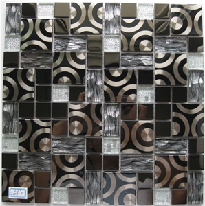 Metal Mosaic Crystal Glass Mix Stainless Steel Wall Mosaic Pattern Tile Metal Mosaic Crystal Glass Mix Stainless Steel Wall Mosaic Pattern Tile