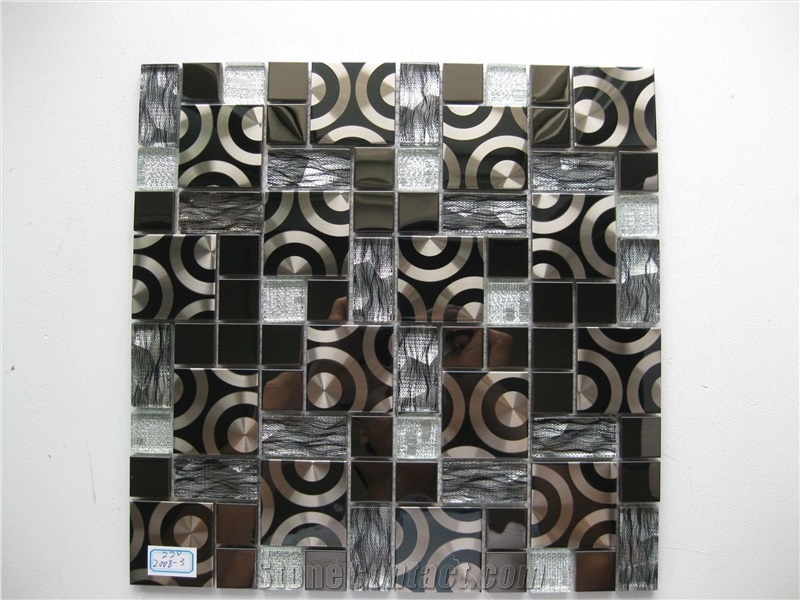 Metal Mosaic Crystal Glass Mix Stainless Steel Wall Mosaic Pattern Tile