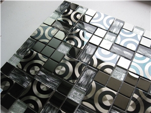 Metal Mosaic Crystal Glass Mix Stainless Steel Wall Mosaic Pattern Tile