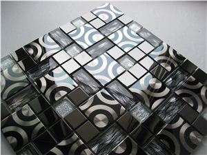 Metal Mosaic Crystal Glass Mix Stainless Steel Wall Mosaic Pattern Tile