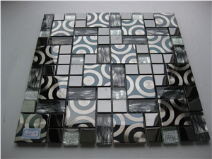 Metal Mosaic Crystal Glass Mix Stainless Steel Wall Mosaic Pattern Tile