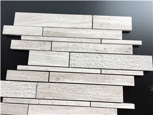 Random Brick Light Wood Marble Mosaic Tile Linear Strips Mosaic