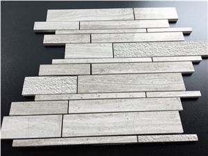 Random Brick Light Wood Marble Mosaic Tile Linear Strips Mosaic