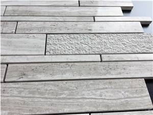 Random Brick Light Wood Marble Mosaic Tile Linear Strips Mosaic