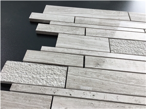 Random Brick Light Wood Marble Mosaic Tile Linear Strips Mosaic
