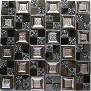 Stainless Steel Metal Mosaic Tile Mix Resin Mosaic Pattern Stainless Steel Metal Mosaic Tile Mix Resin Mosaic Pattern