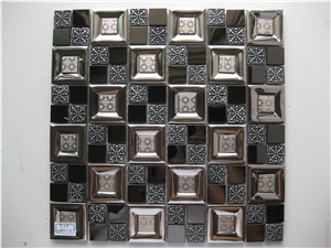Stainless Steel Metal Mosaic Tile Mix Resin Mosaic Pattern