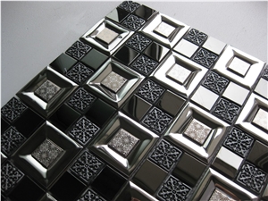 Stainless Steel Metal Mosaic Tile Mix Resin Mosaic Pattern