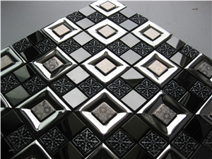 Stainless Steel Metal Mosaic Tile Mix Resin Mosaic Pattern