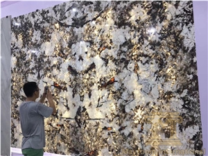 Alpine White, Alpine Bianco Granite, Pervious to Light,Slabs & Tiles, White,Black,Brazil, Tv Background Wall, for Bar Counter Tops,Kitchen Counter Tops