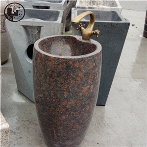 Granite,India Tan Brown,Round European Style Basins, Cylindrical Vessel Sinks, Pedestal Round Basins,Red Bathroom Basins,Wash Bowls,Kitchen Sinks