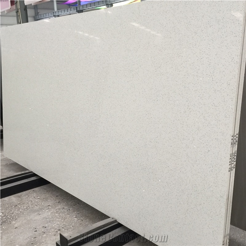 Artificial White Sparkle Quartz Slab and White Sparkle Quartz Hot Sale Crystal White Quartz Item 7001