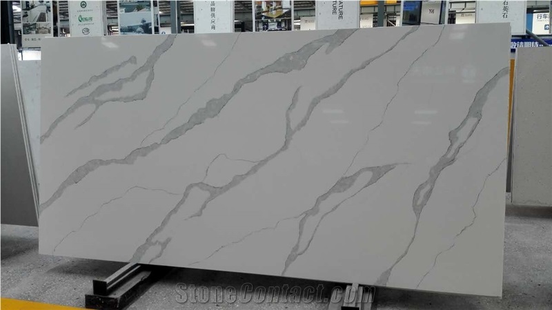 Calacatta White Marble Look Quartz Stone Solid Surfaces Polished Slabs & Tiles Engineered Stone Artificial Stone Slabs for Counter Top Cr 4028
