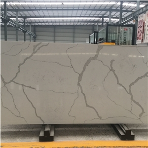 Calacatta White Marble Look Quartz Stone Solid Surfaces Polished Slabs & Tiles Engineered Stone Artificial Stone Slabs for Hotel Kitchen,Bathroom Wall