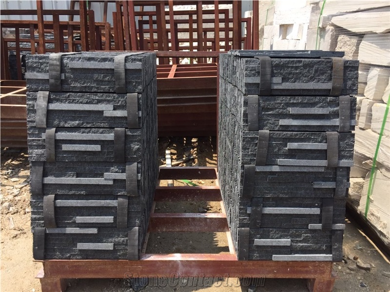Chinese G684 Granite ,China Black Granite ,Fuding Black Granite Split Ledge Stone Panel ,Culture Stone , Stone Veneer,Stone Wall Cladding