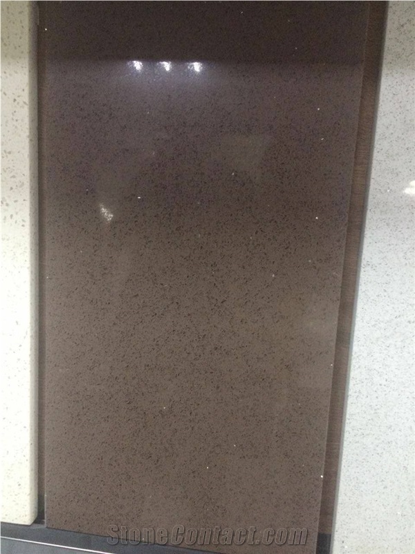 Hot Sale Brown Quartz Stone Solid Surfaces Polished Slabs & Tiles Engineered Stone Artificial Stone Slabs for Counter Top Cr2025