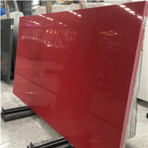 Hot Sale Red Quartz Slab Cr1538 with Mirror