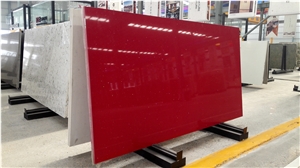 Hot Sale Red Quartz Slab Cr1538 with Mirror
