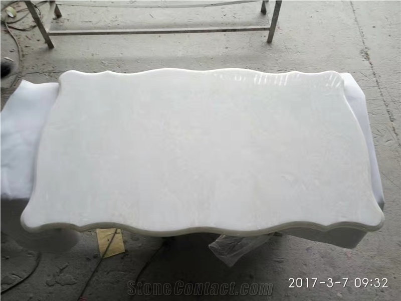 White Onyx, Ice Flake Jade Onyx Table Top, Kitchen Table Top, Natural White Onyx Round Counterops Table Tops