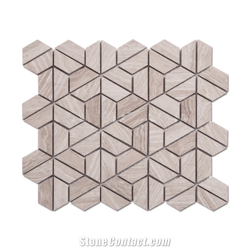 Wooden Gray Grain 3d Polished Marble Mosaic,Nature Marble Wooden Vein Grey Seamless Mosaic Tile for Bathroom,White Oak, Athen Grey Marble