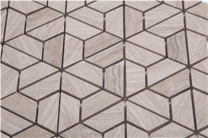 Wooden Gray Grain 3d Polished Marble Mosaic,Nature Marble Wooden Vein Grey Seamless Mosaic Tile for Bathroom,White Oak, Athen Grey Marble