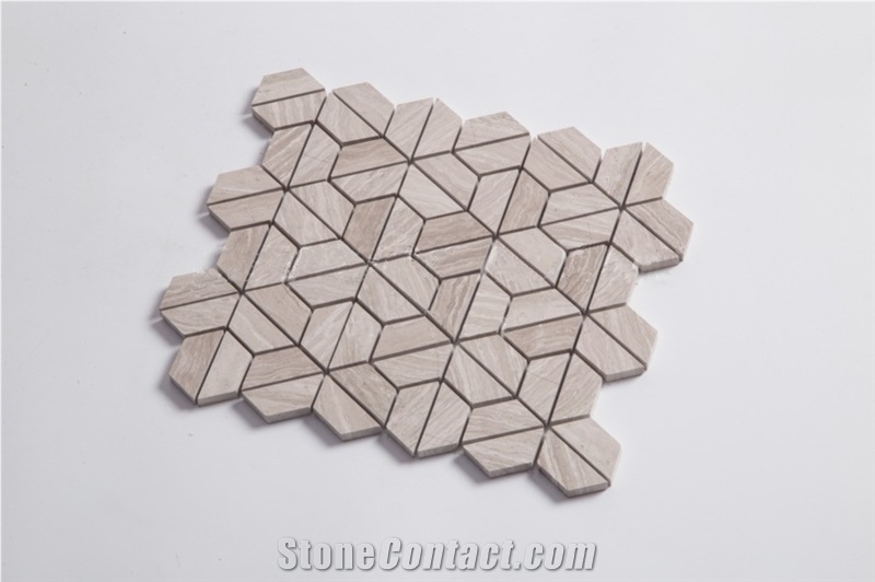 Wooden Gray Grain 3d Polished Marble Mosaic,Nature Marble Wooden Vein Grey Seamless Mosaic Tile for Bathroom,White Oak, Athen Grey Marble