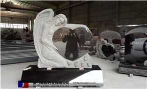 Angel Heastone,Grey,Black,Red, India Black Granite Monument & Tombstone