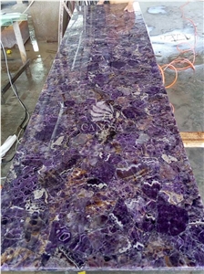 Amethyst Polished Slab for Kitchen Counter Top and Wall Decoration