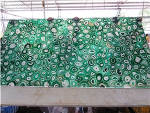 Green Agate Semiprecious Stone Polished Slab for Table