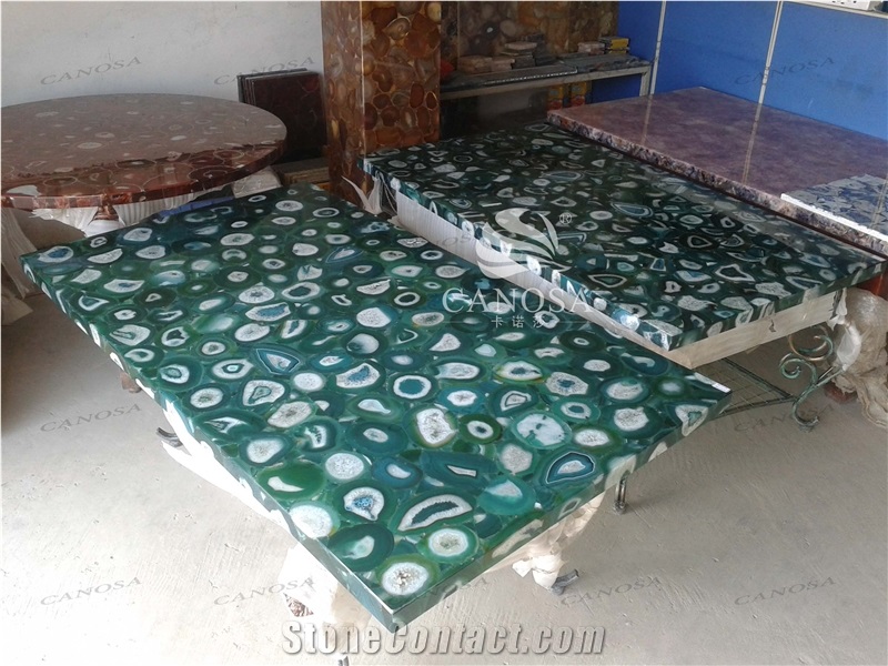 Zhaojun Greem Agate Precious Stone Ig Slab for Teble Top and Surface