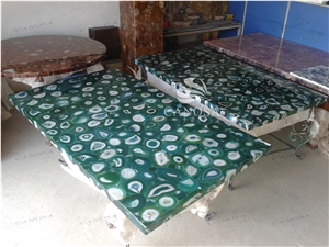 Zhaojun Greem Agate Precious Stone Ig Slab for Teble Top and Surface