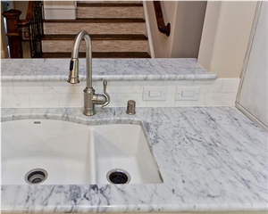 A Quality Bianco Carrara White Marble Bath Top,Bathroom Countertop Hotel Vanity Top for Hotel Decor-Gofar Customized
